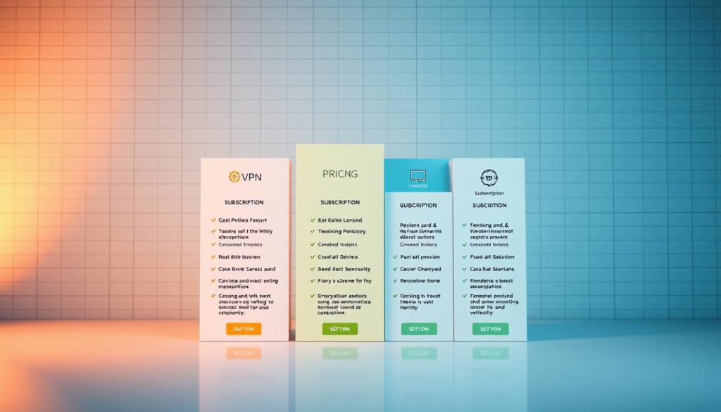 Private Internet Access: Safeguard Your Online Privacy 3 A comprehensive comparison of VPN pricing plans, set against a sleek, minimalist backdrop. In the foreground, neatly arranged subscription tiers with detailed pricing information and feature highlights, conveying a sense of professionalism and transparency. The middle ground showcases various device compatibility icons, emphasizing the versatility of the VPN service. The background features a subtle grid pattern, lending a modern, technical aesthetic. Warm lighting from the top left casts a soft glow, creating a welcoming and trustworthy atmosphere. The overall composition is clean, visually appealing, and effectively communicates the key details of the VPN's pricing and subscription options.