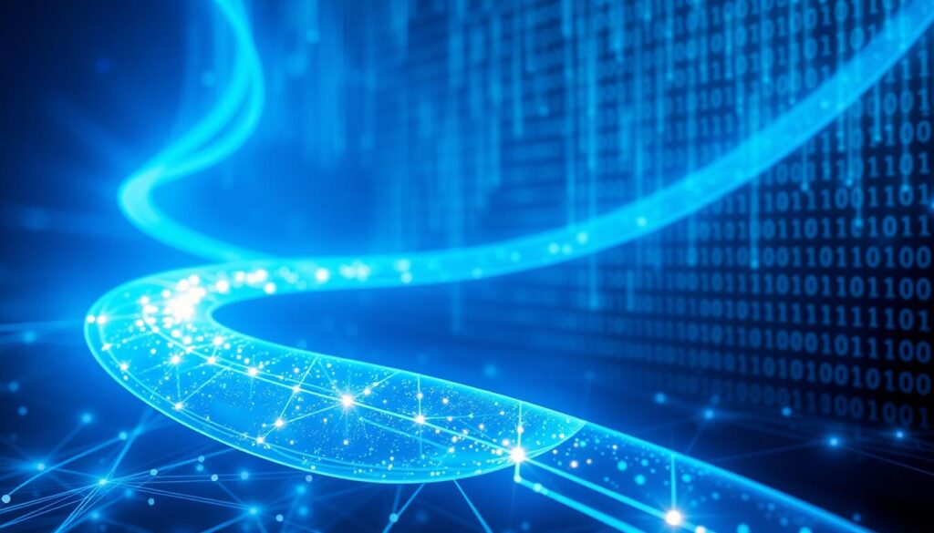 Do You Really Need a VPN for Online Security? 1 A glowing, transparent VPN tunnel winds through a dark digital landscape, its ethereal light illuminating the intricate network of nodes and connections. The tunnel's surface reflects shimmering, holographic patterns, subtly hinting at the sophisticated encryption algorithms guarding the data flow. In the background, a matrix of binary code cascades, creating a sense of depth and technological complexity. The scene is bathed in a cool, neon-tinged light, evoking a sense of cybersecurity and the need for vigilance in the digital realm.